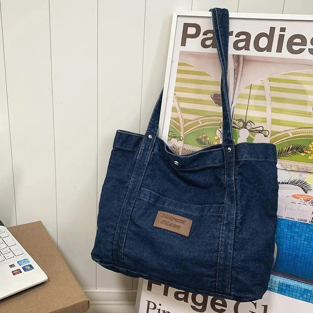 Sac de Cours en Jean Bleu foncé