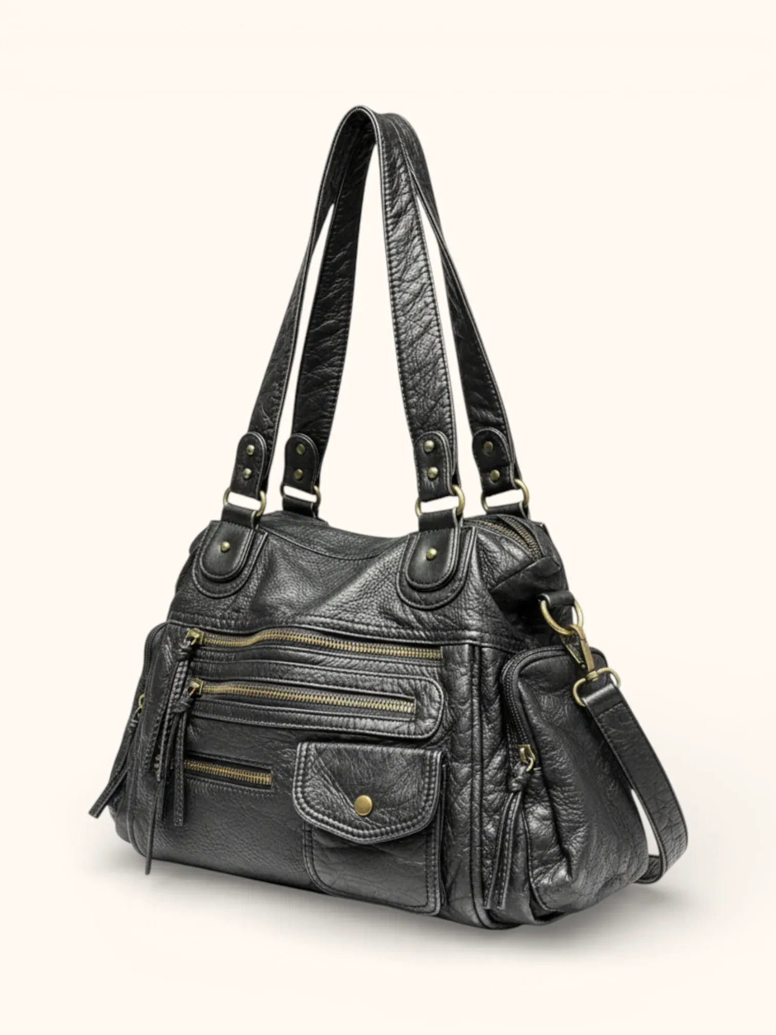 Sac de Cours en Simili cuir avec Rangement Noir