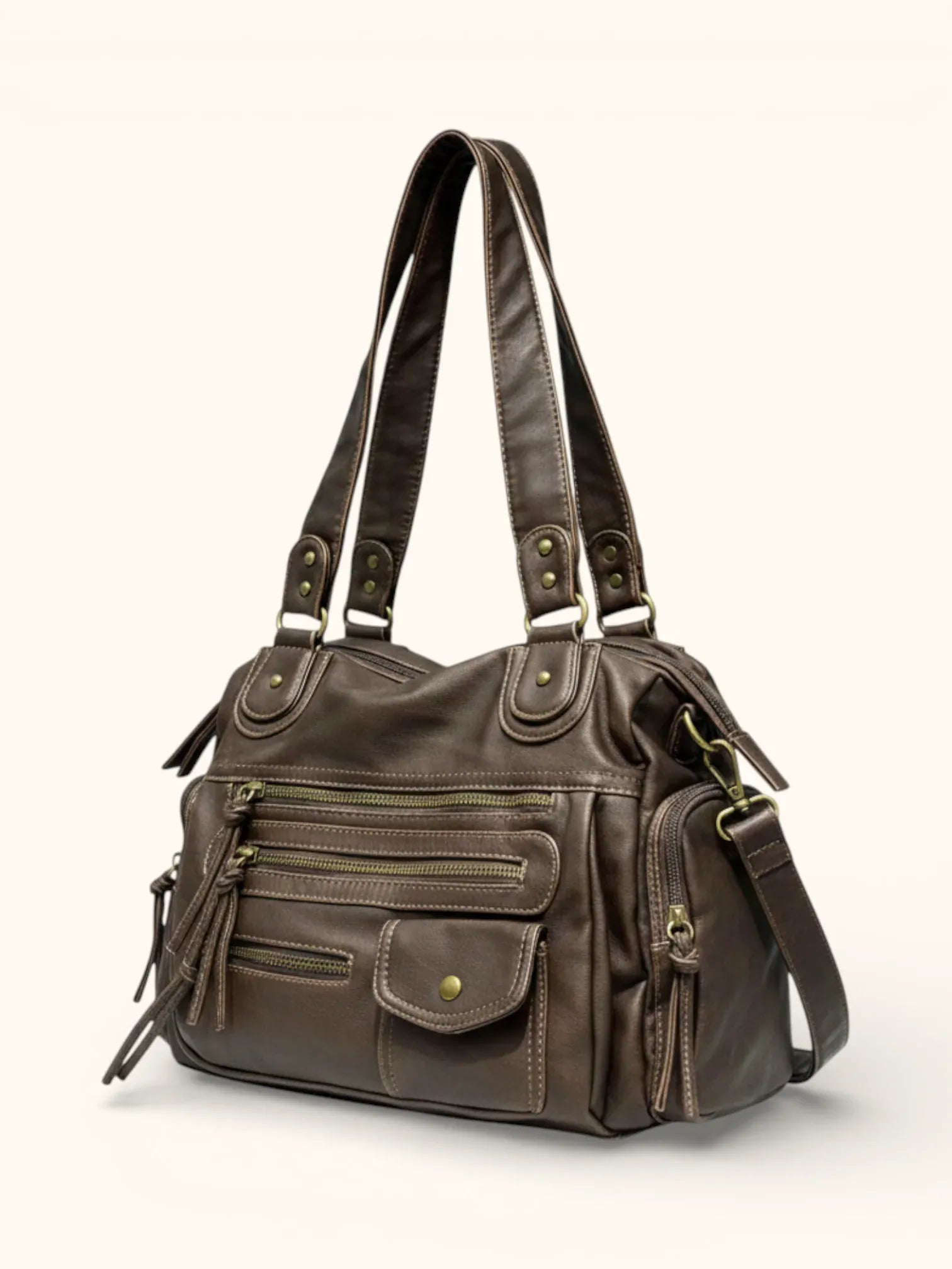 Sac de Cours en Simili cuir avec Rangement Marron