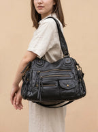 Sac de Cours en Simili cuir avec Rangement Noir