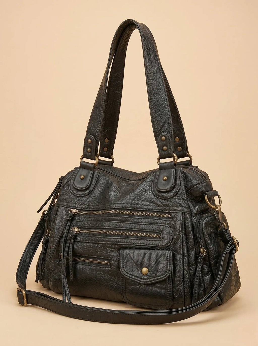 Sac de Cours en Simili cuir avec Rangement Noir