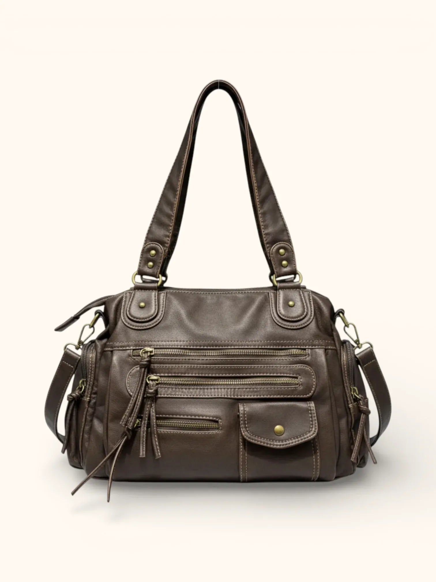 Sac de Cours en Simili cuir avec Rangement Marron