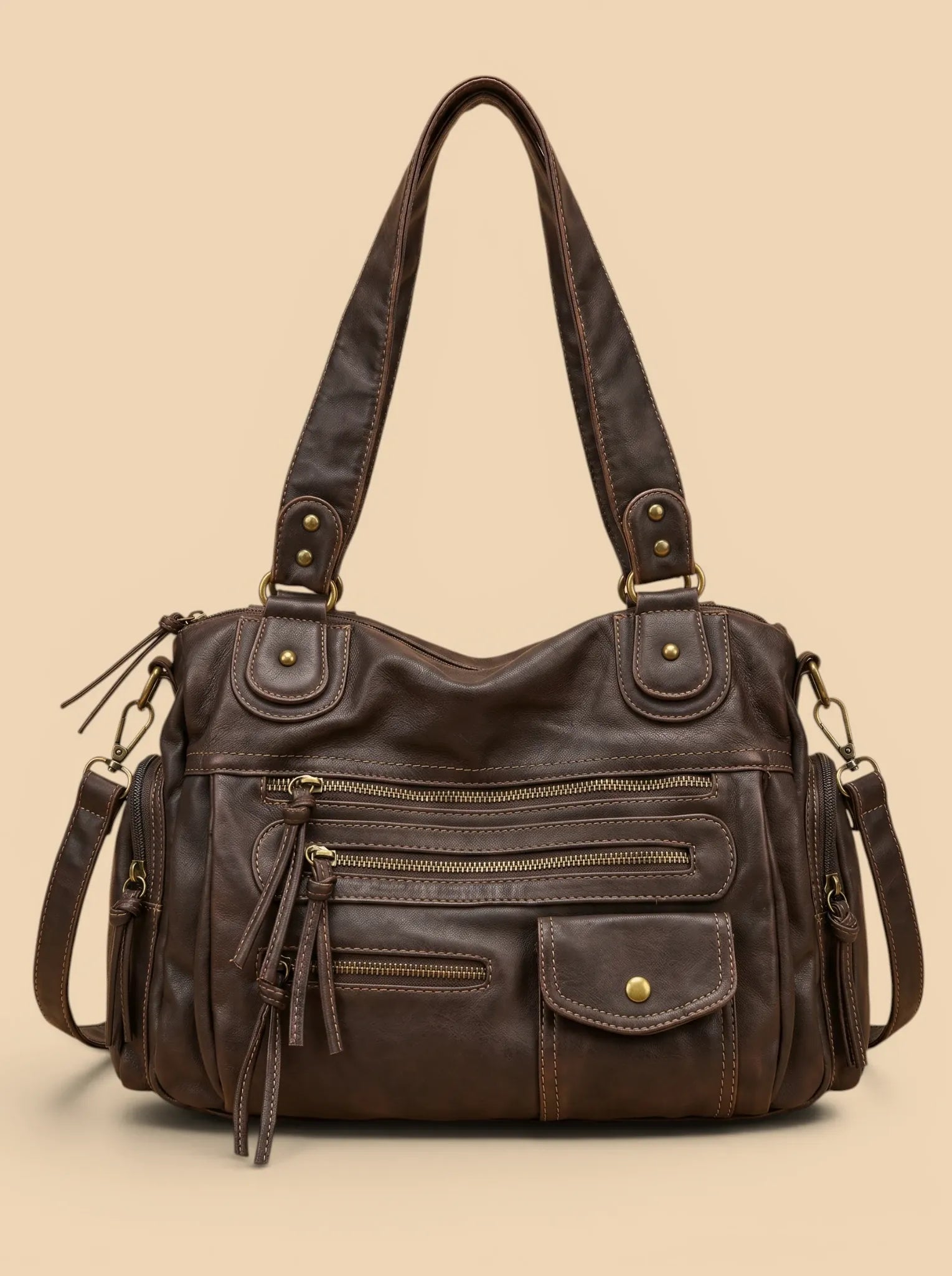 Sac de Cours en Simili cuir avec Rangement Marron