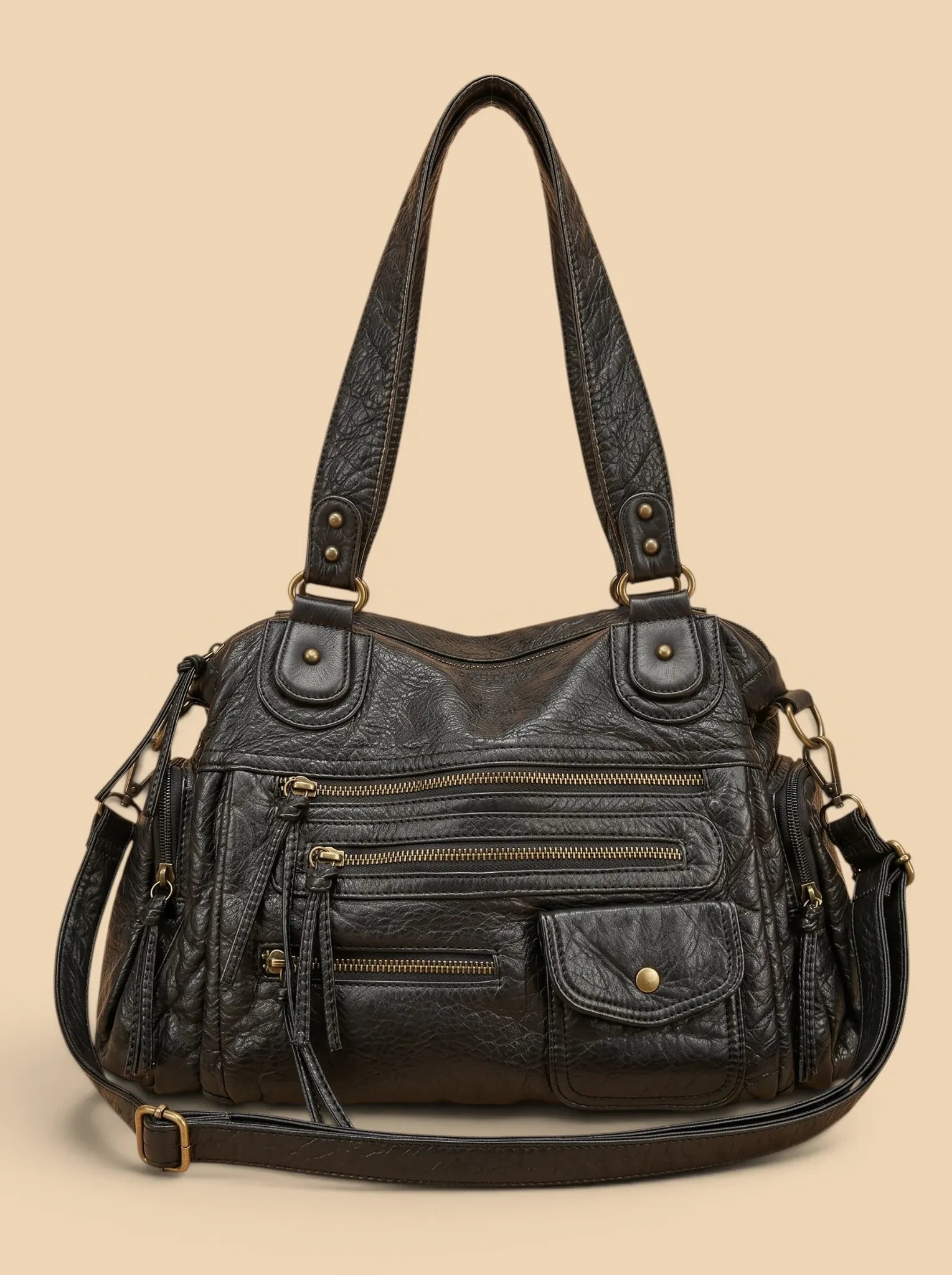 Sac de Cours en Simili cuir avec Rangement Noir