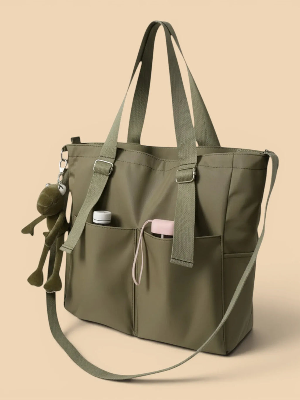Sac de Cours en Toile avec sa Grenouille Vert