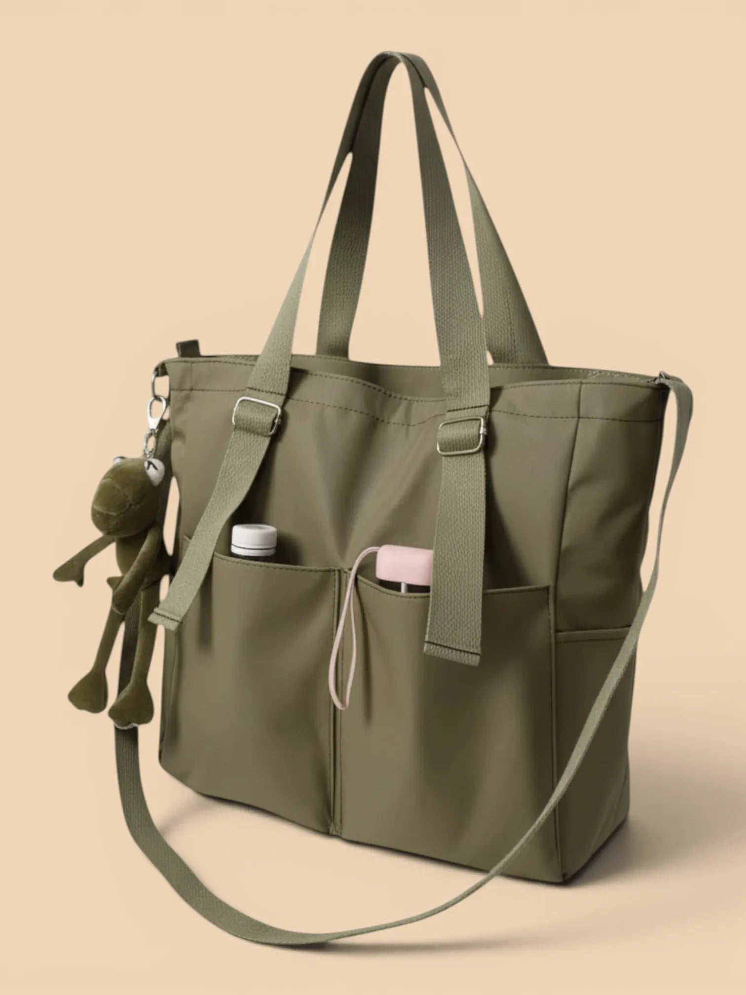Sac de Cours en Toile avec sa Grenouille Vert