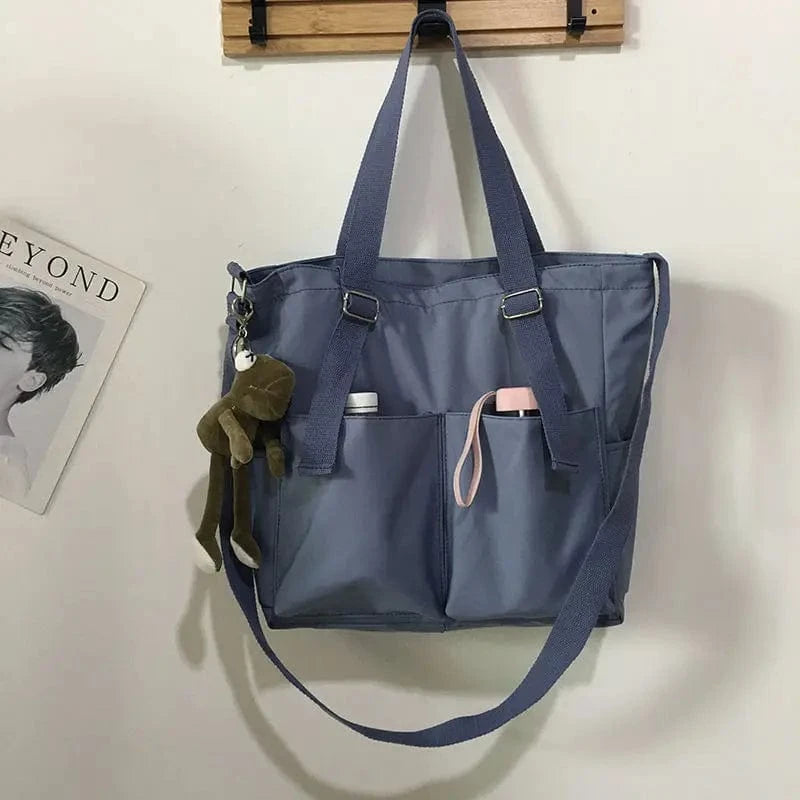Sac de Cours en Toile avec sa Grenouille Bleu