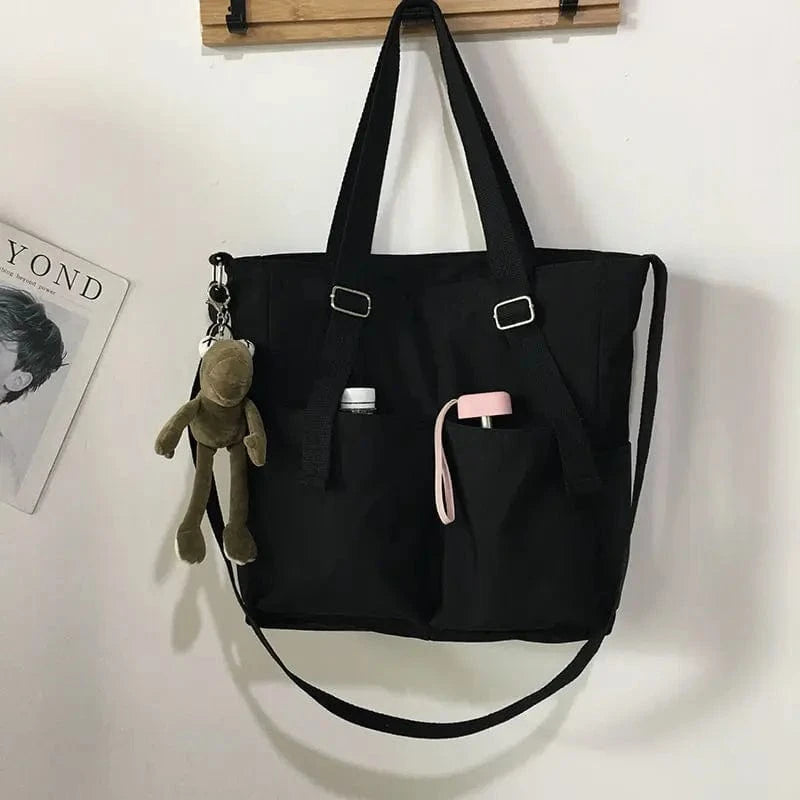 Sac de Cours en Toile avec sa Grenouille Noir
