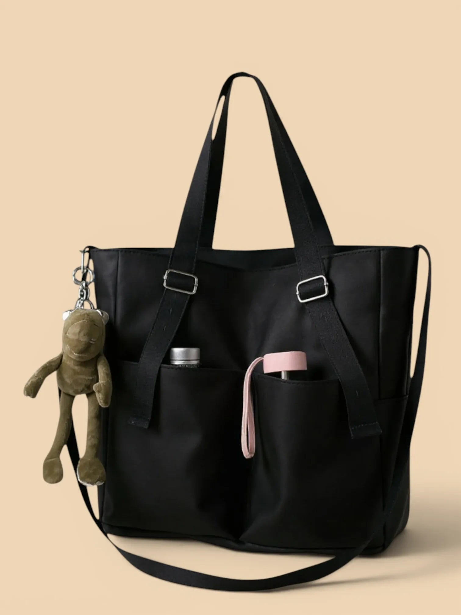 Sac de Cours en Toile avec sa Grenouille Noir