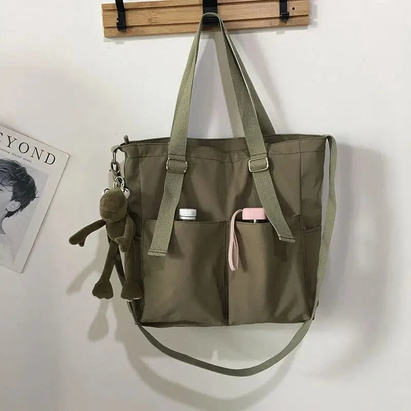 Sac de Cours en Toile avec sa Grenouille Vert