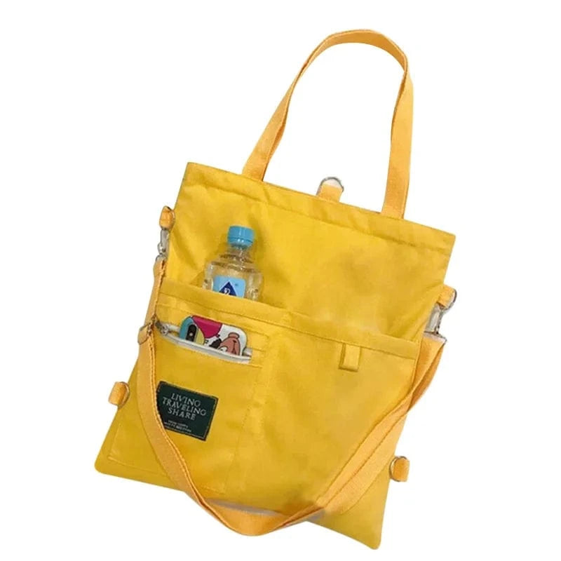 Sac de Cours Étudiante en Toile Canvas Jaune