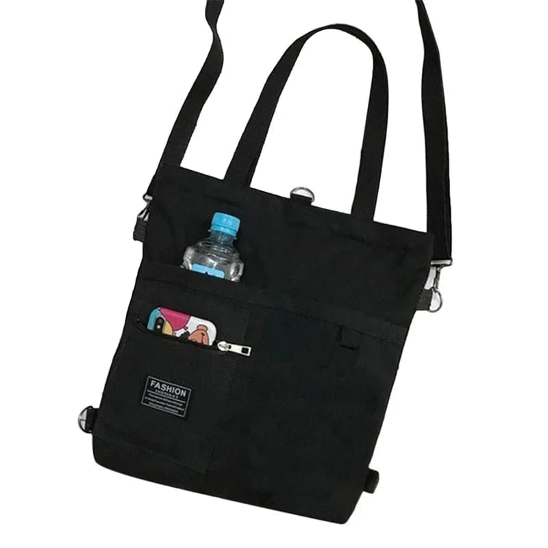 Sac de Cours Étudiante en Toile Canvas Noir