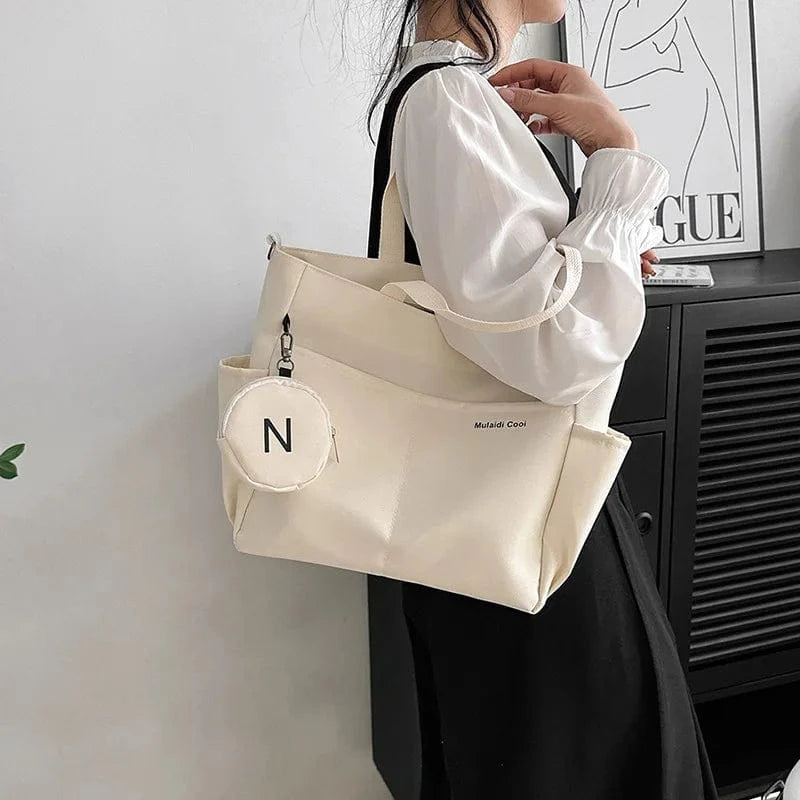 Sac de Cours Fac en Toile Beige