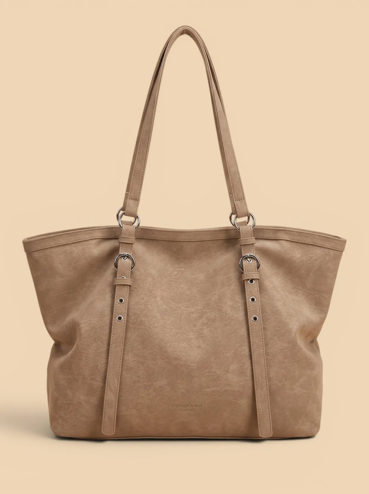 Sac de Cours Femme Cabas Suédine Vintage Sangles Khaki