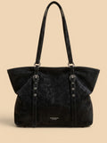 Sac de Cours Femme Cabas Suédine Vintage Sangles Noir