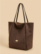 Sac de Cours Femme Grand Cabas Suédine Daim Synthétique Café