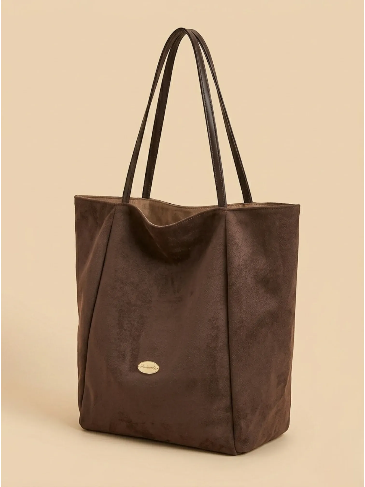 Sac de Cours Femme Grand Cabas Suédine Daim Synthétique Café