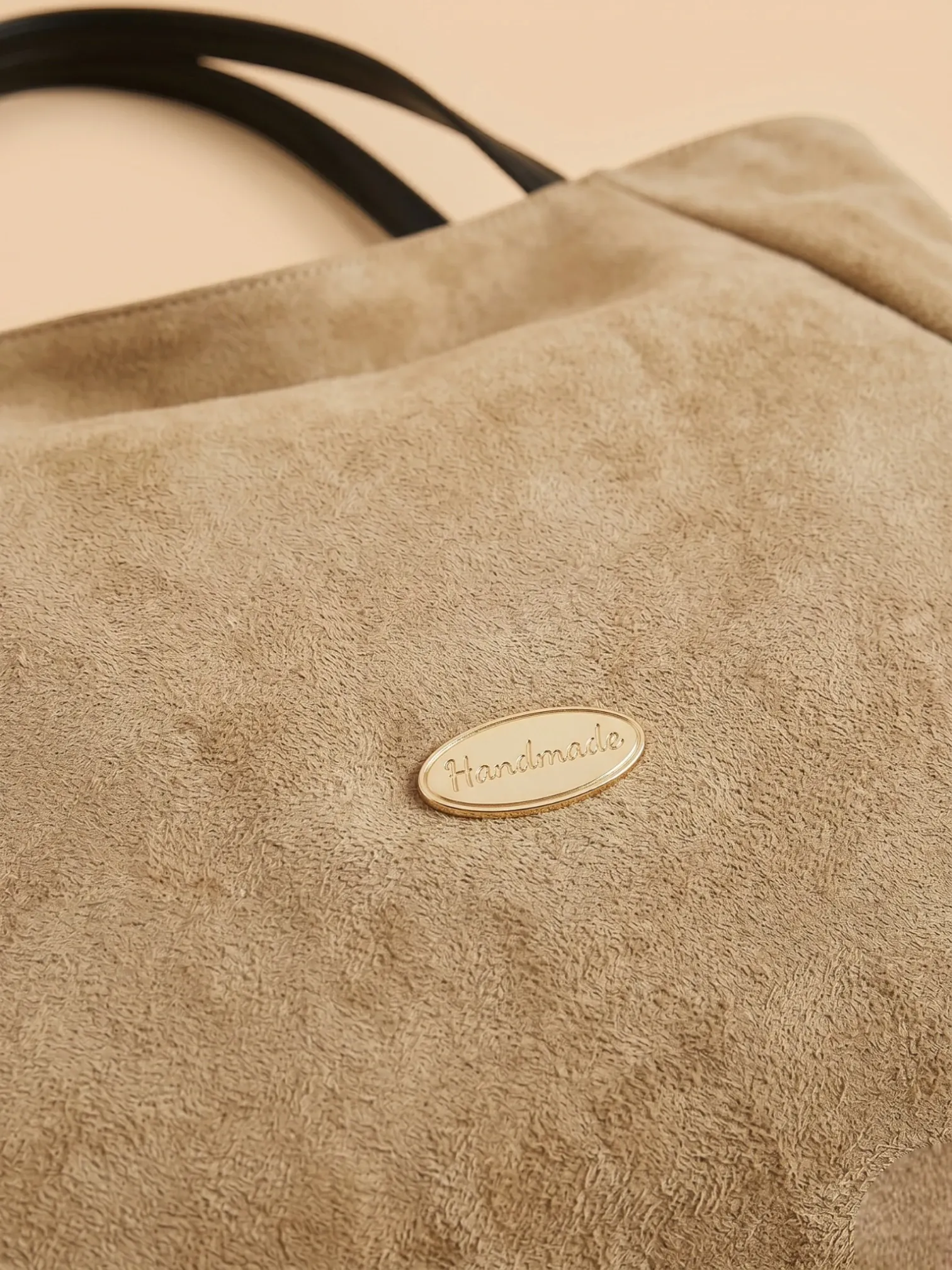 Sac de Cours Femme Grand Cabas Suédine Daim Synthétique Khaki