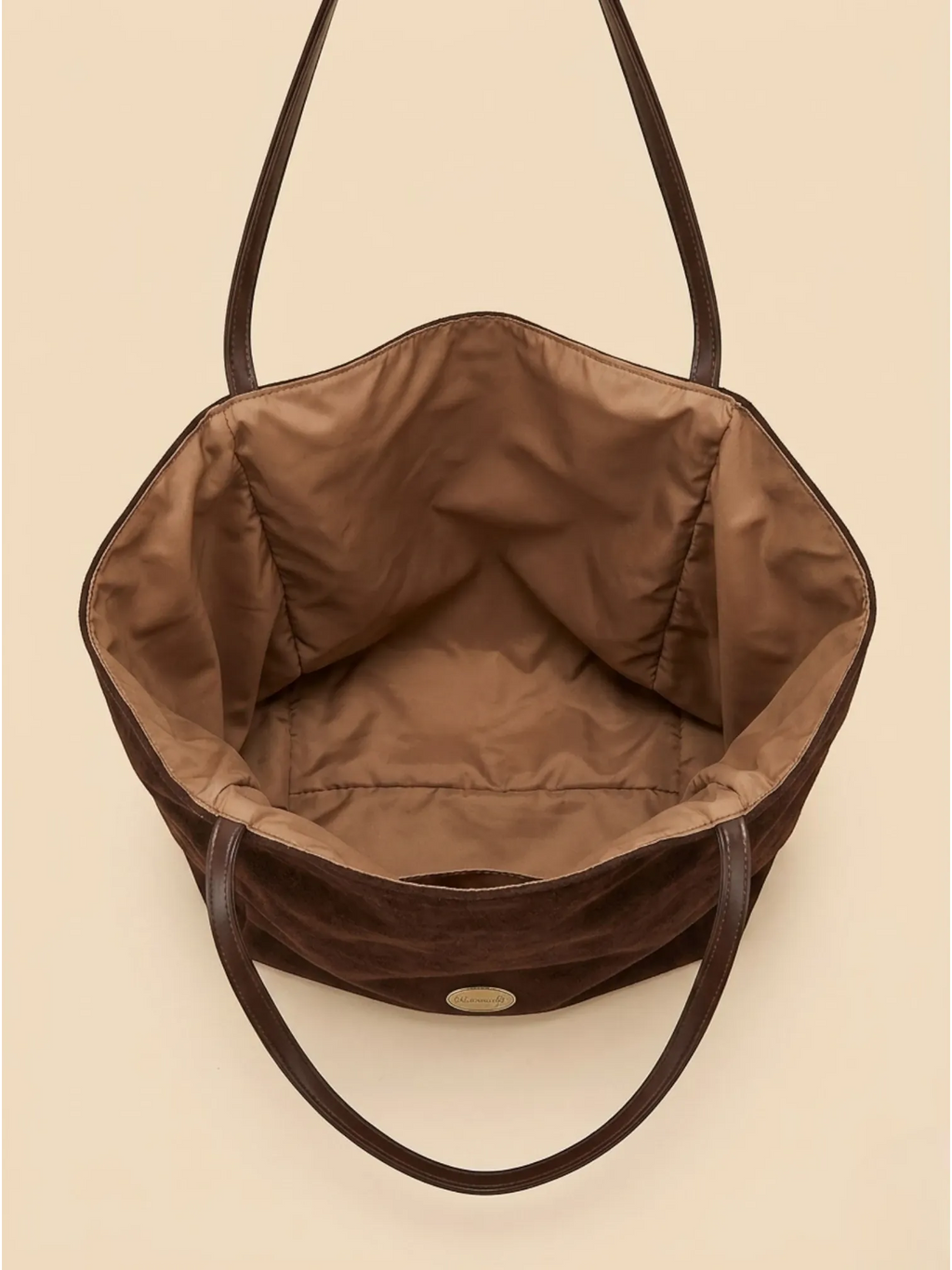 Sac de Cours Femme Grand Cabas Suédine Daim Synthétique Café