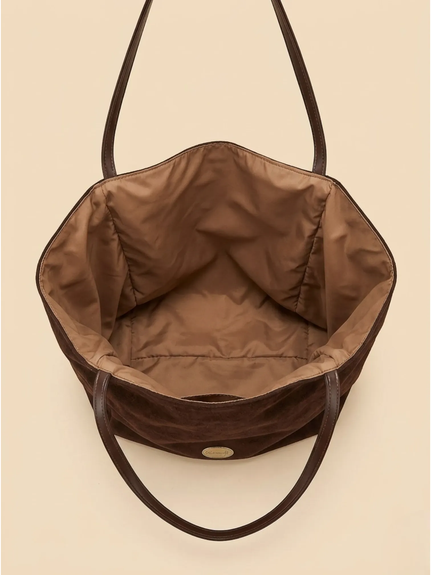 Sac de Cours Femme Grand Cabas Suédine Daim Synthétique Café