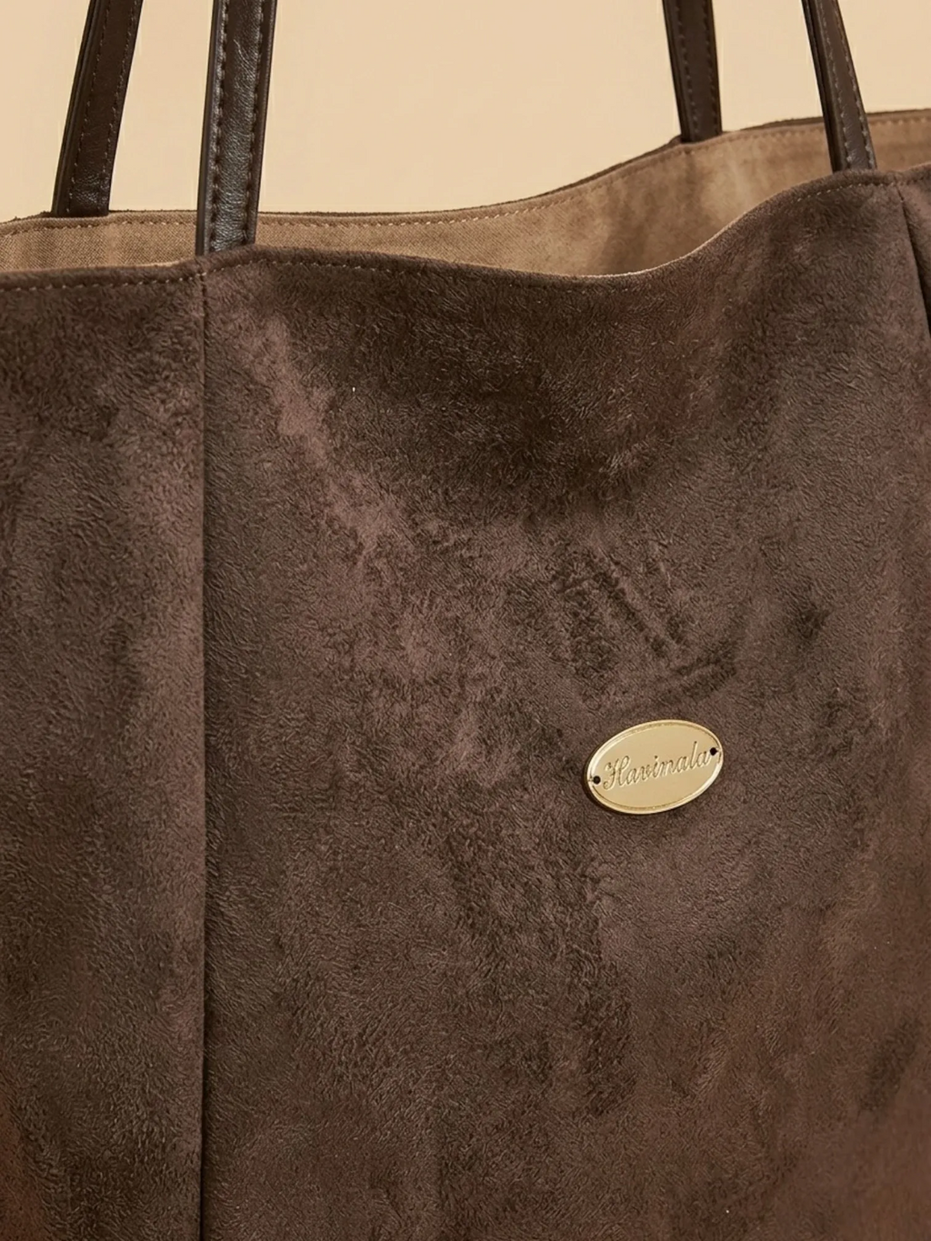 Sac de Cours Femme Grand Cabas Suédine Daim Synthétique Café