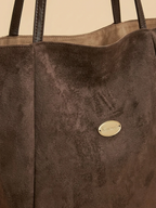 Sac de Cours Femme Grand Cabas Suédine Daim Synthétique Café