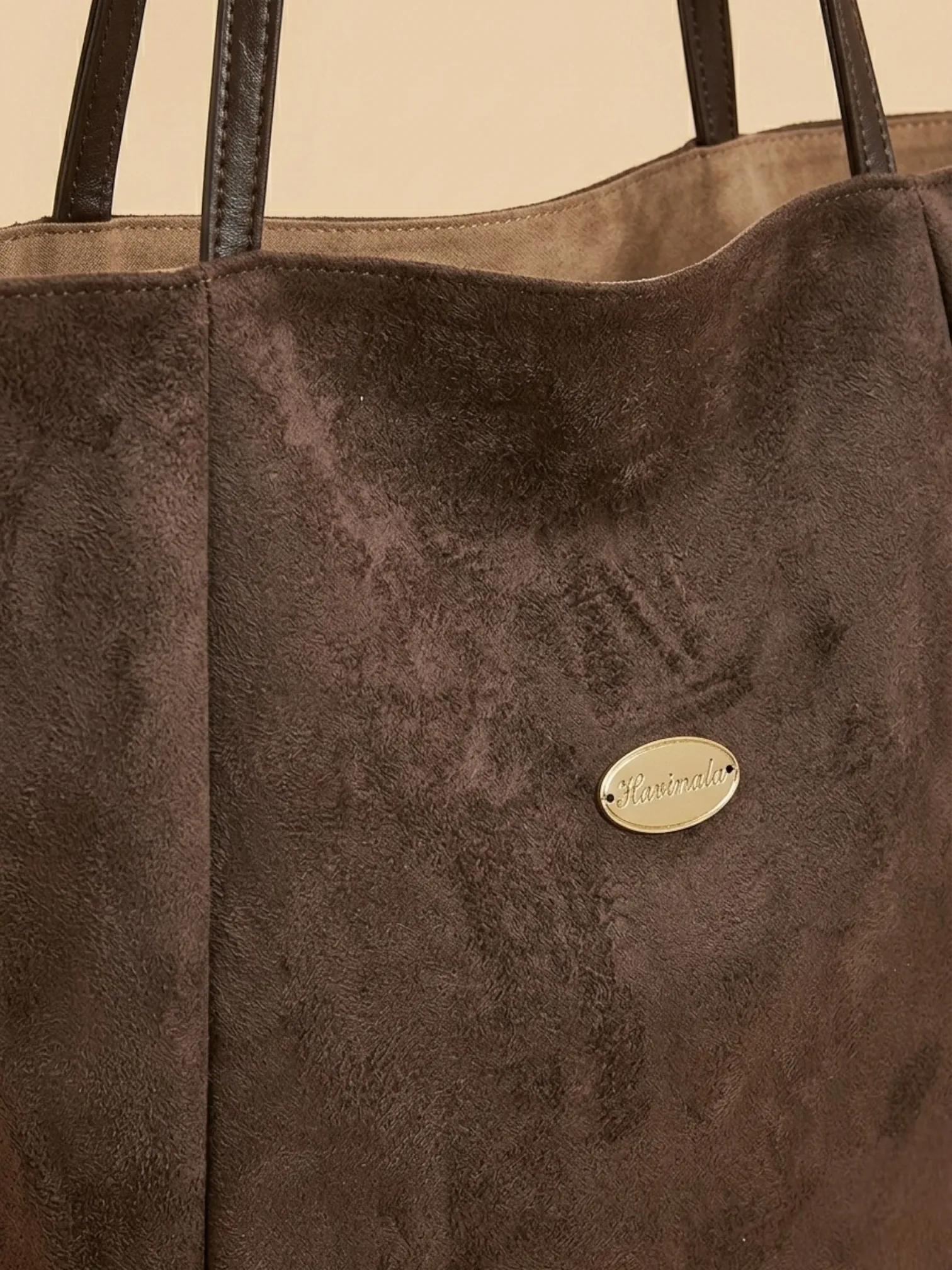 Sac de Cours Femme Grand Cabas Suédine Daim Synthétique Café
