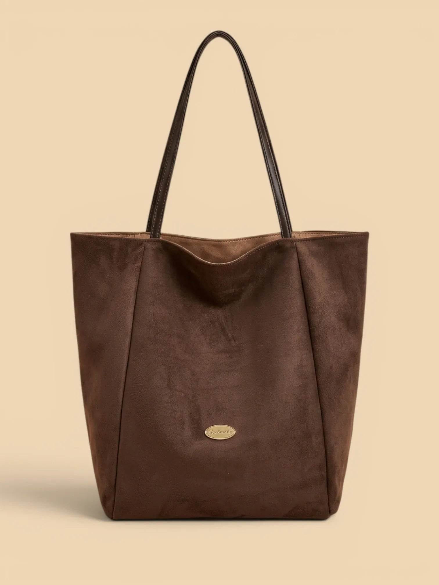 Sac de Cours Femme Grand Cabas Suédine Daim Synthétique Café