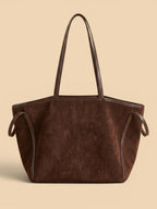 Sac de Cours Femme Maxi Cabas Suédine Oversize Café