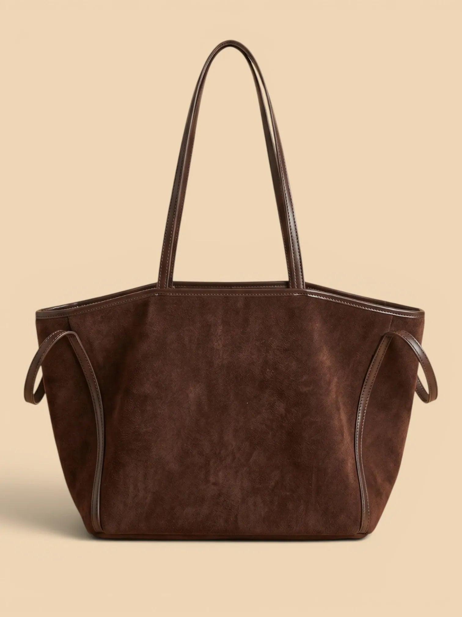 Sac de Cours Femme Maxi Cabas Suédine Oversize Café