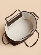 Sac de Cours Femme Maxi Cabas Suédine Oversize Café
