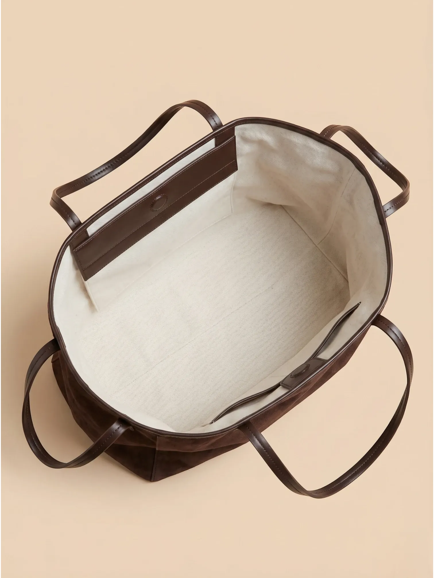 Sac de Cours Femme Maxi Cabas Suédine Oversize Café