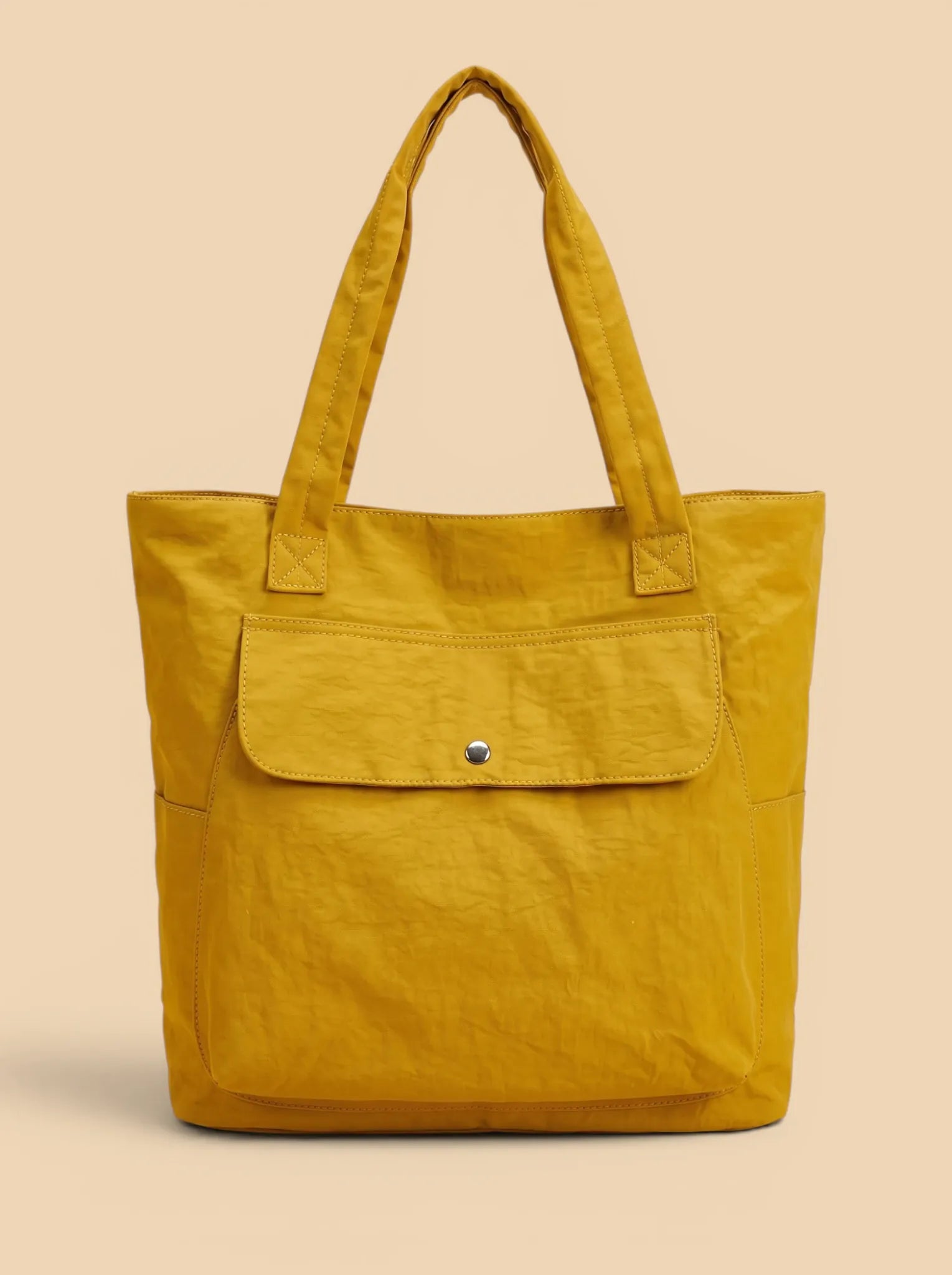 Sac de Cours Femme Toile Canvas Poche Frontale Jaune