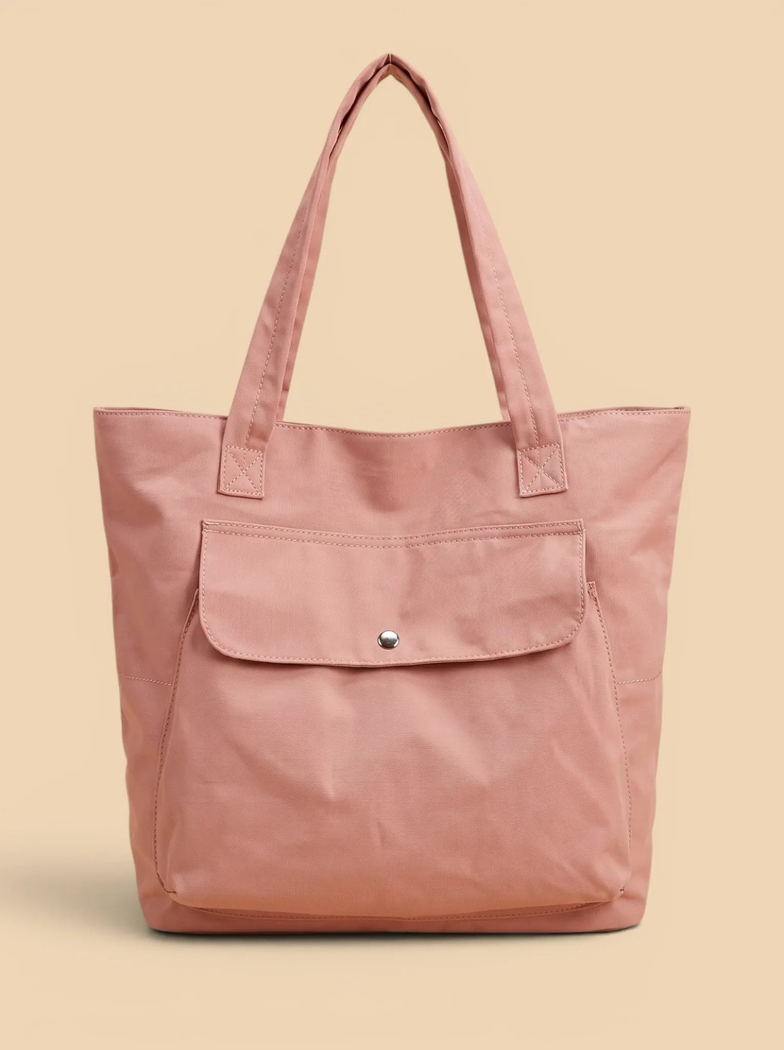 Sac de Cours Femme Toile Canvas Poche Frontale Rose