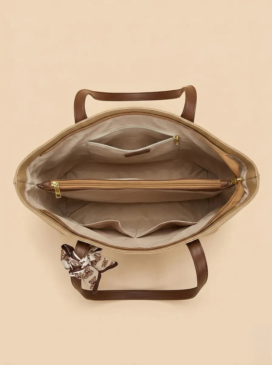 Sac de Cours Femme Tote Bag foulard Élégant Khaki