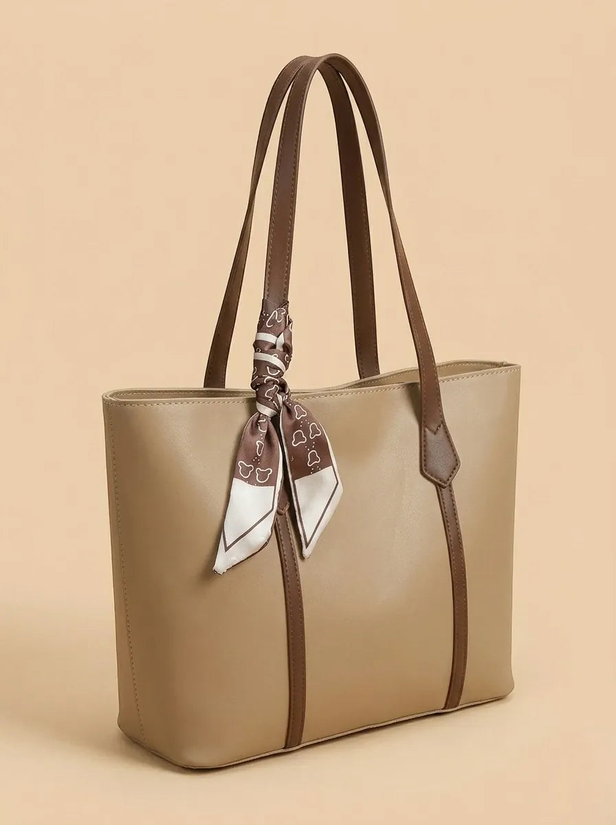 Sac de Cours Femme Tote Bag foulard Élégant Khaki