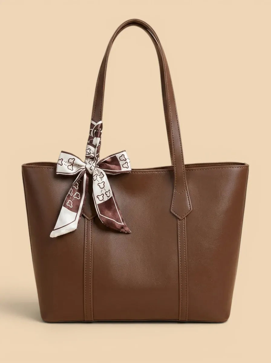 Sac de Cours Femme Tote Bag foulard Élégant Marron