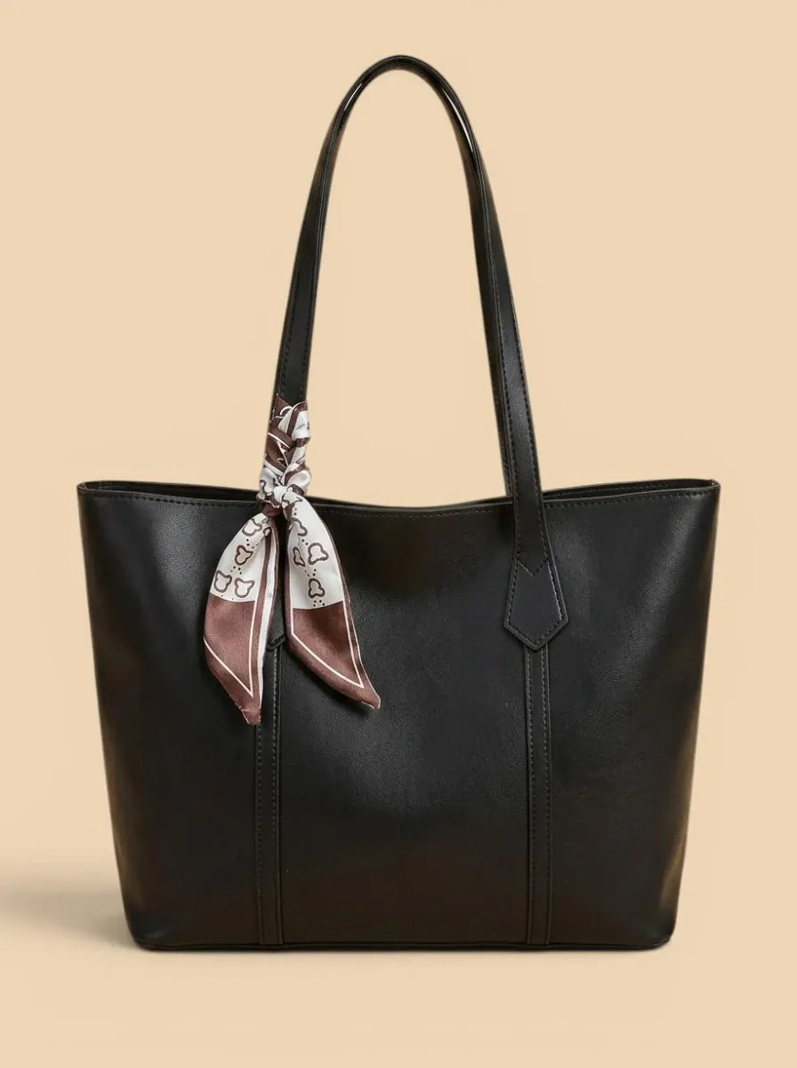 Sac de Cours Femme Tote Bag foulard Élégant Noir