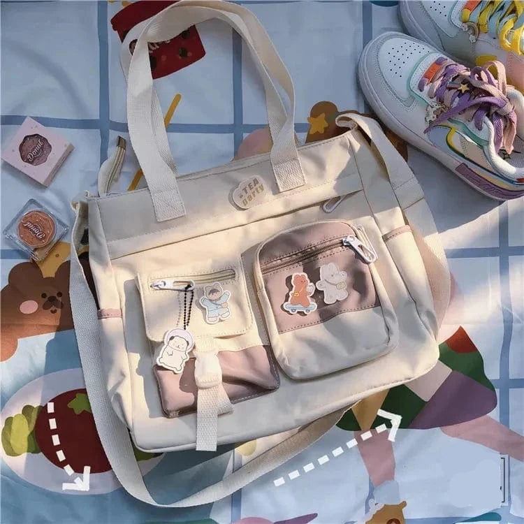 Sac de Cours Japonais Beige / 30 x 28 x 10 cm