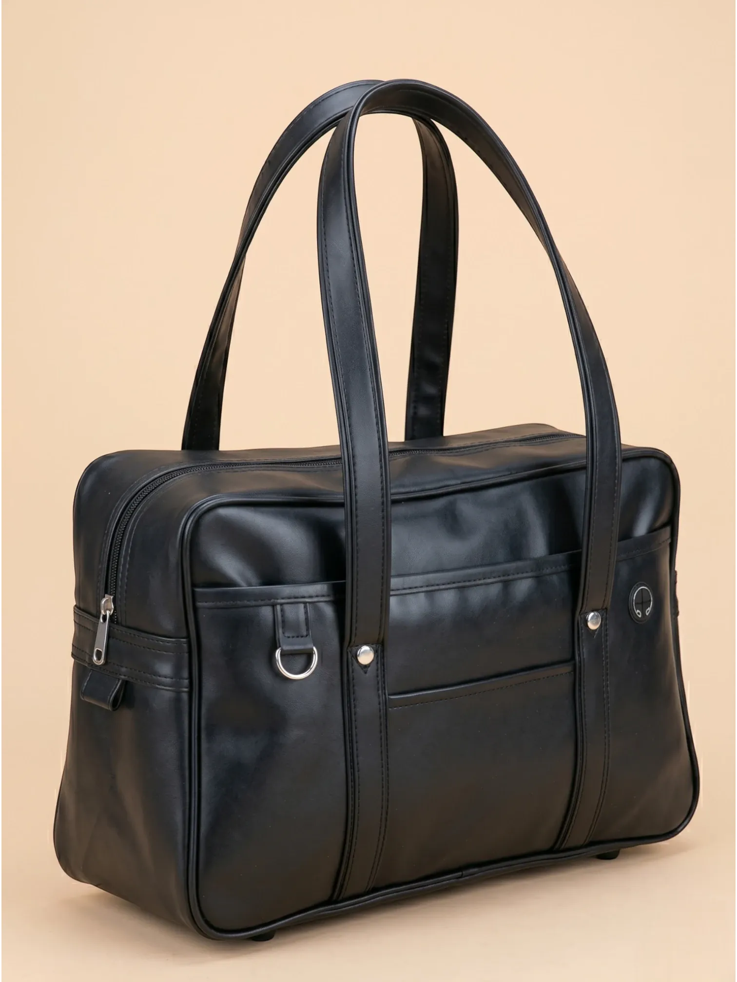 Sac de Cours Japonais en Simili Cuir Noir