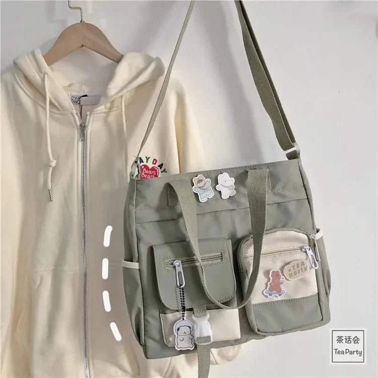 Sac de Cours Japonais Vert / 30 x 28 x 10 cm