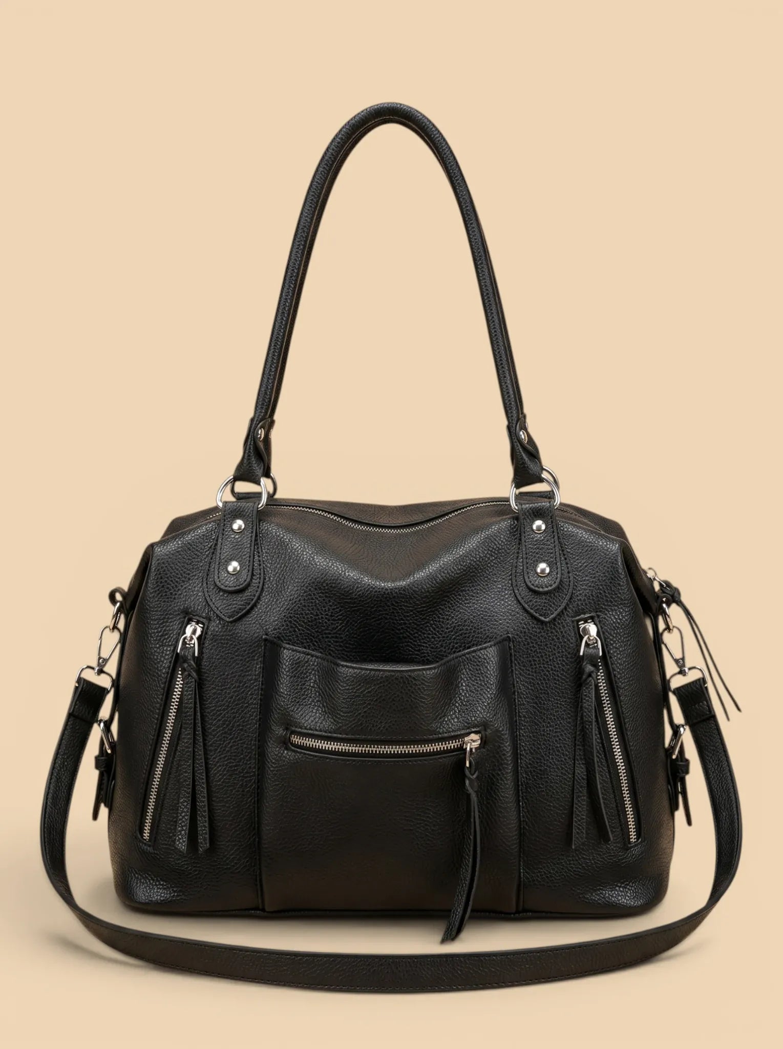 Sac de Cours Luxe Simili Cuir Noir
