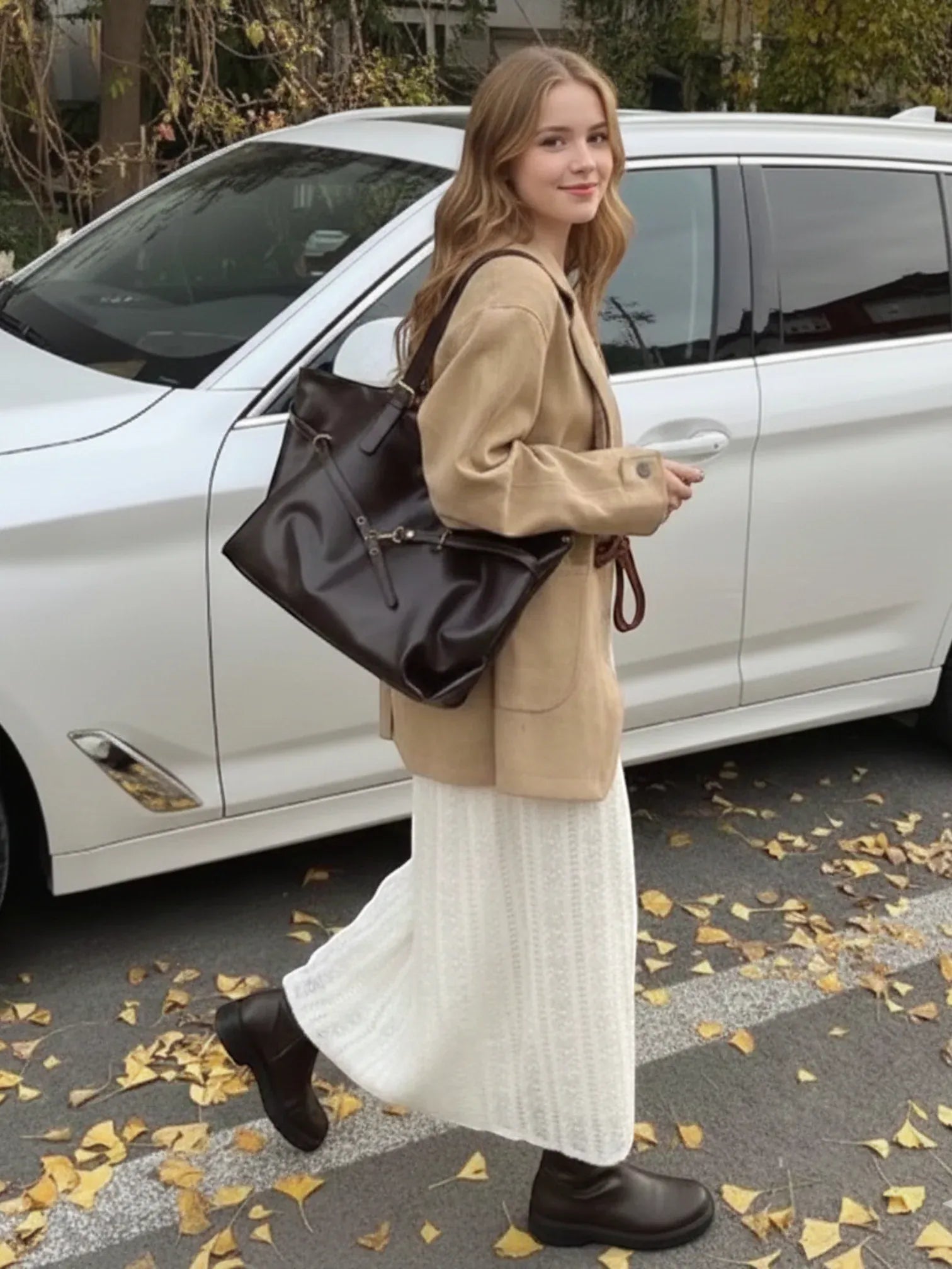 Sac de Cours Lycée Lanière Ajustable Café