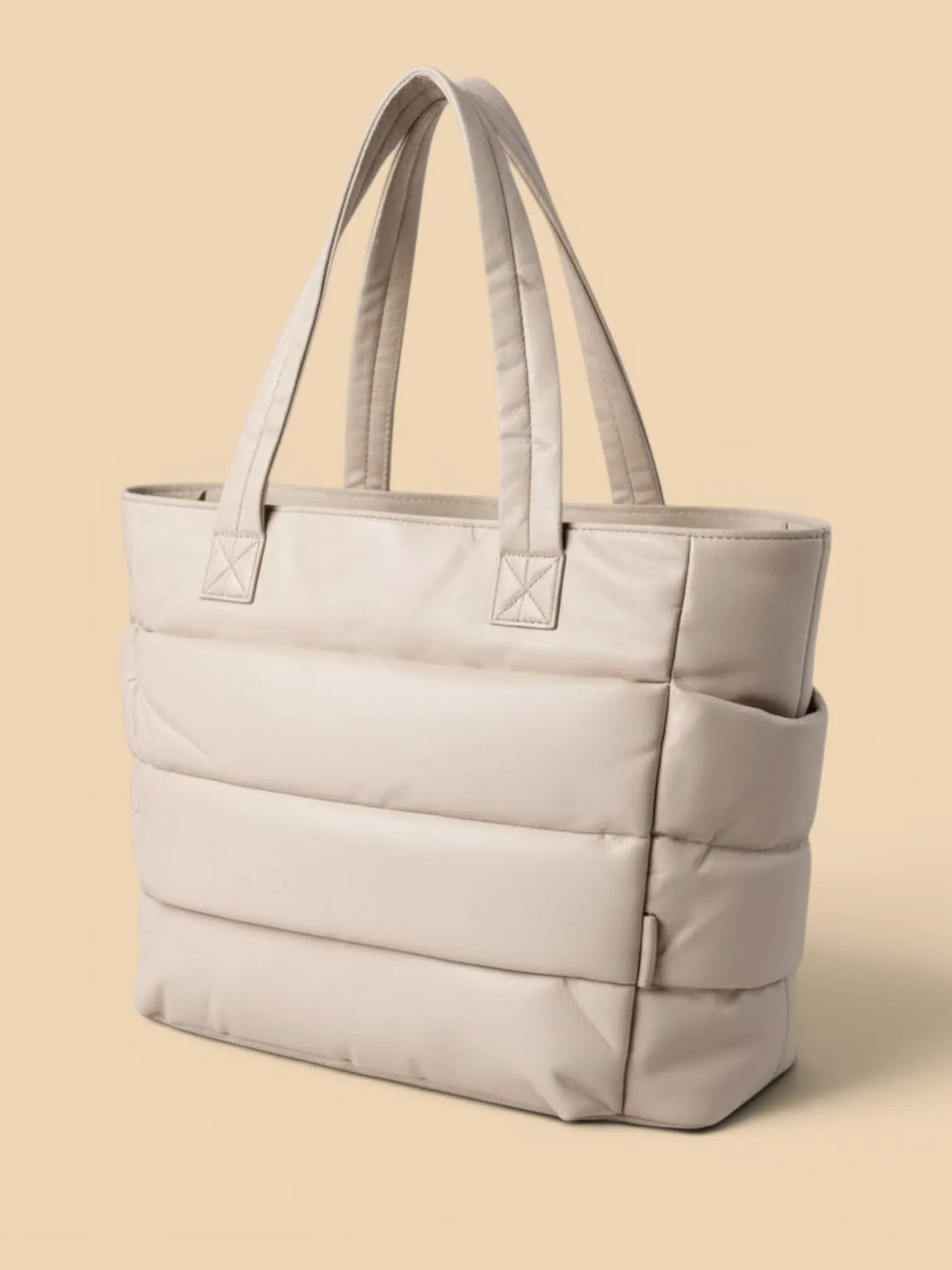 Sac de Cours Matelassé Beige