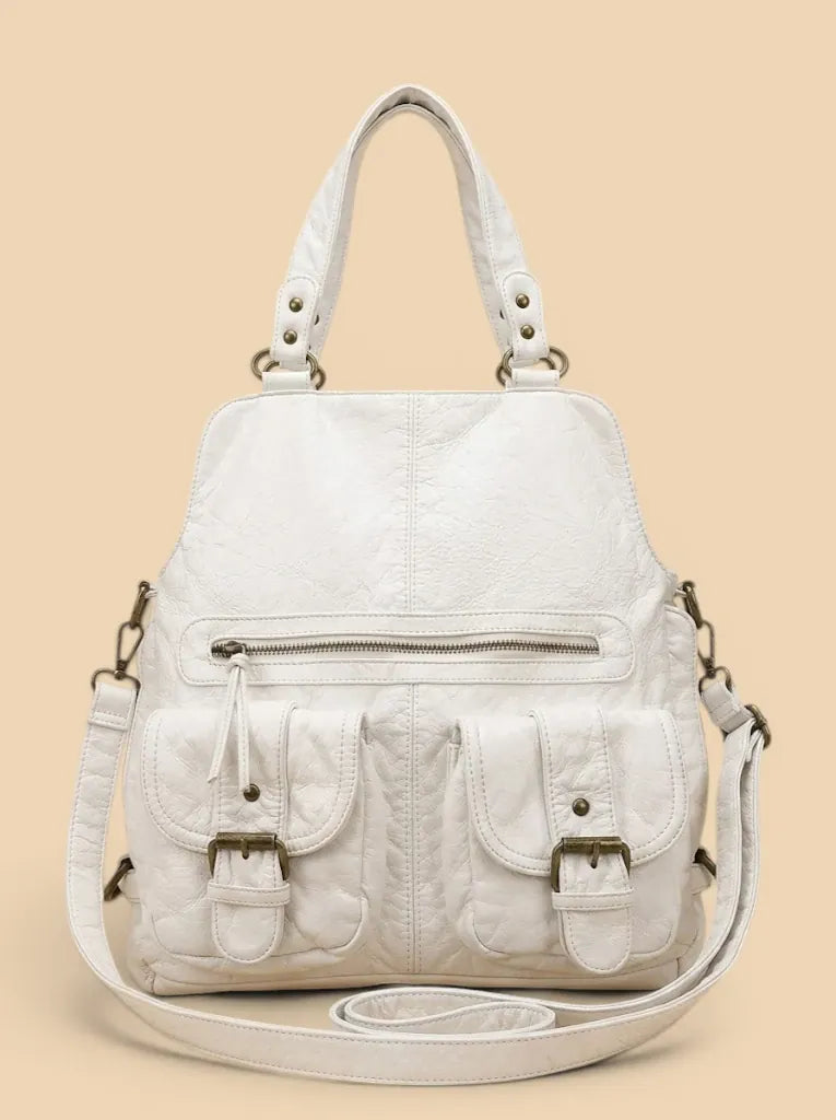 Sac de Cours Messager Vintage Grand Capacité Blanc