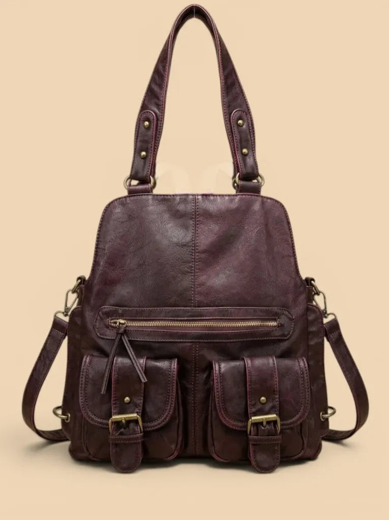 Sac de Cours Messager Vintage Grand Capacité Bordeaux