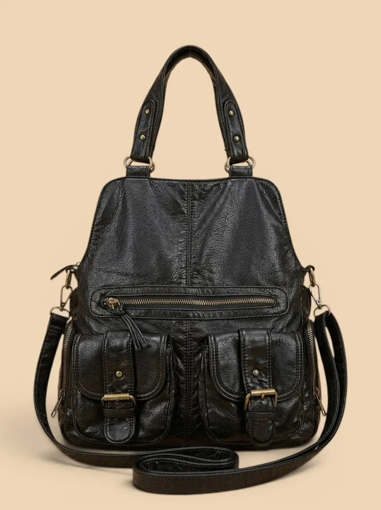 Sac de Cours Messager Vintage Grand Capacité Noir