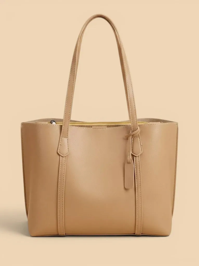 Sac de Cours Mi-Rigide en Cuir Vegan Khaki