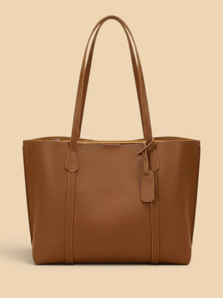 Sac de Cours Mi-Rigide en Cuir Vegan Marron