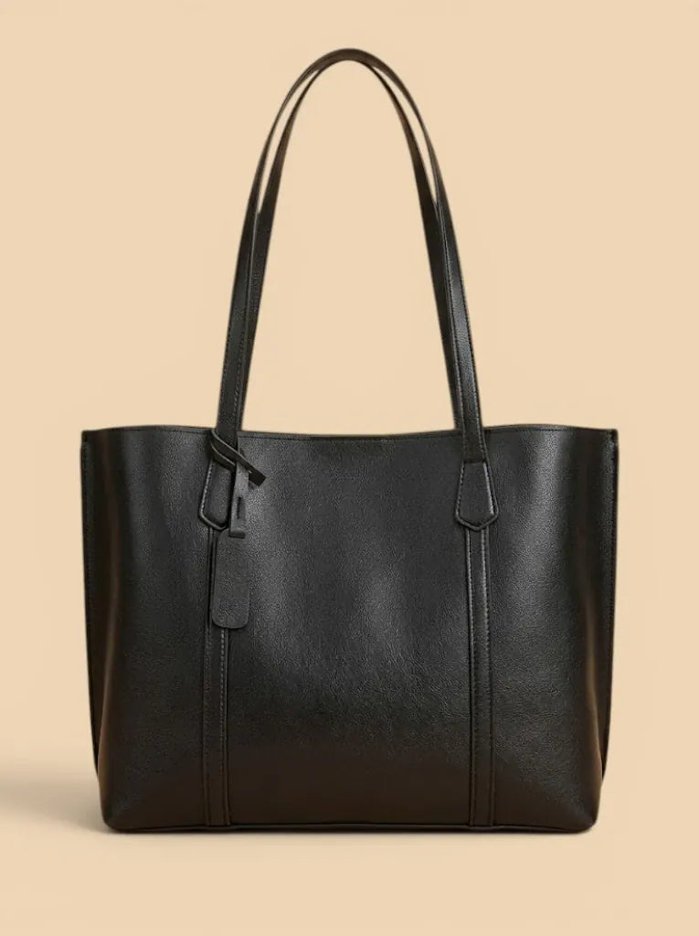 Sac de Cours Mi-Rigide en Cuir Vegan Noir